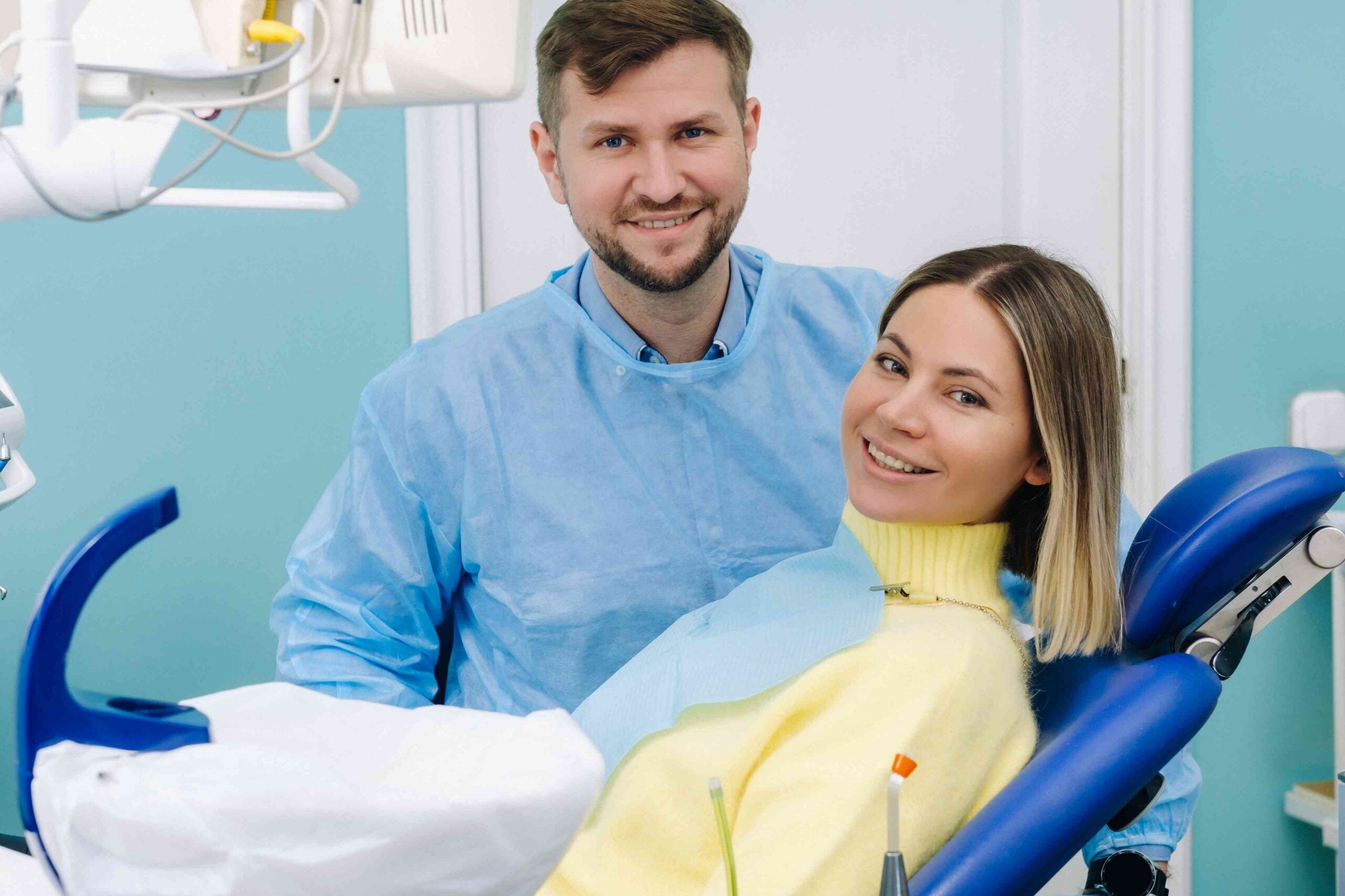 Patient receiving dental care from a dentist.