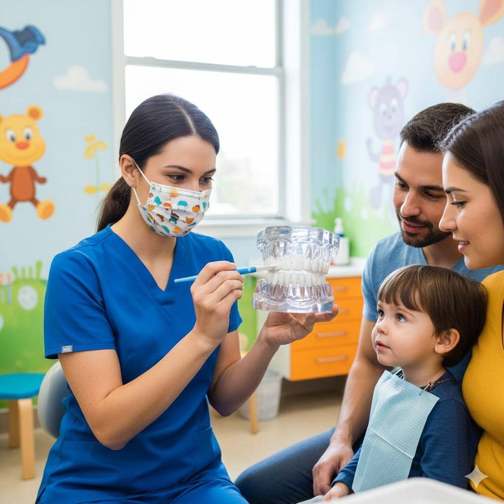 complete-smile-restoration-treatment Child dental checkup with family in clinic